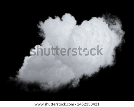3d rendering, abstract white realistic cloud isolated on black background. Sky clip art element