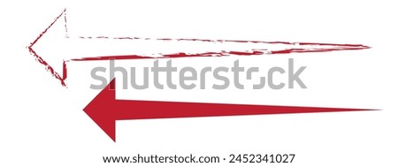 red hand-drawn brush stroke arrow isolated on a white background