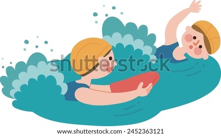 Clip art of children swimming