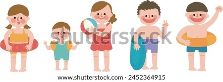 Clip art of children in bathing suit