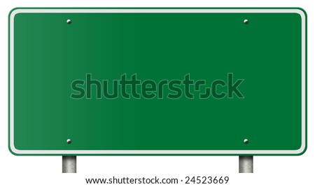 Blank freeway sign isolated on white.