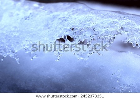 picture of ice and snow in blue light. 