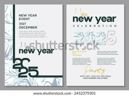 Set of Happy New Year 2025 posters. Design in modern style. Background concept with beautiful texture. Vector premium design for calendars, posters and social media posts. New year 2025.