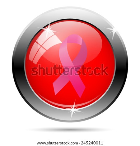 Breast cancer ribbon icon. Internet button on white background. 