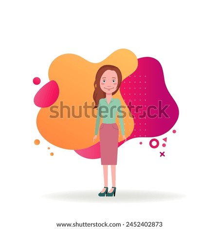 Businesswoman in office wear flat vector illustration. Smiling personal assistant in office. Business, lifestyle, office, secretary concept for website design, banner or landing page