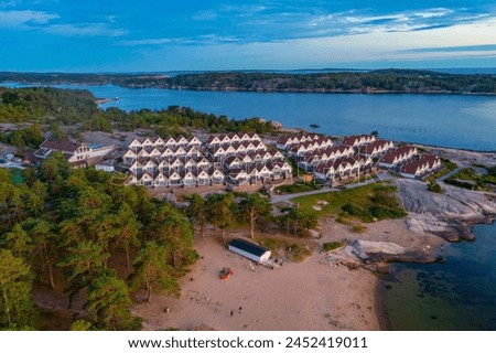 Aerial view of a hotel at Bohuslan coast in Sweden.