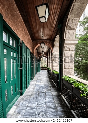 Eerie Silence in the Corridor of Old Mental Hospital, Hong Kong Royalty-Free Stock Photo #2452422107