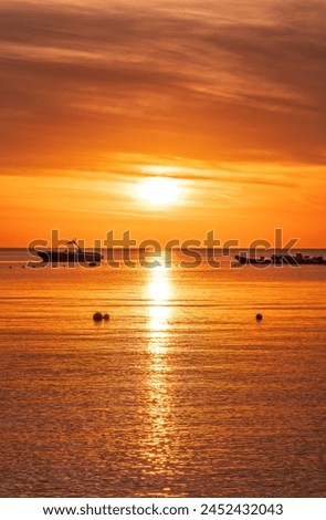 Beautiful red and orange sunrise over the sea. Beautiful seascape scenery, Amazing light of nature sunset background