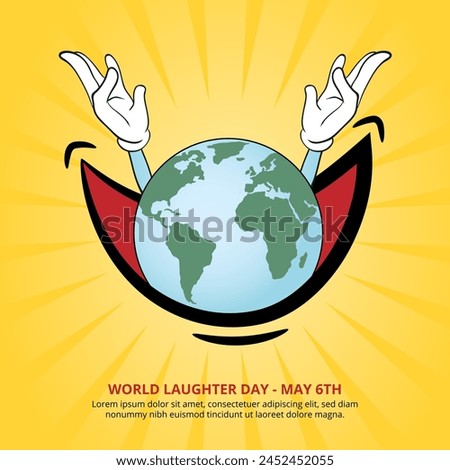 World Laughter Day background with a laughing mouth and earth Royalty-Free Stock Photo #2452452055