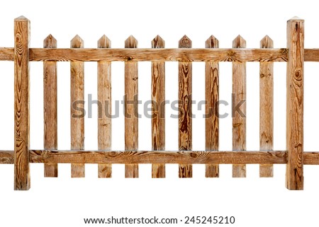 Wooden fence isolated on white Royalty-Free Stock Photo #245245210