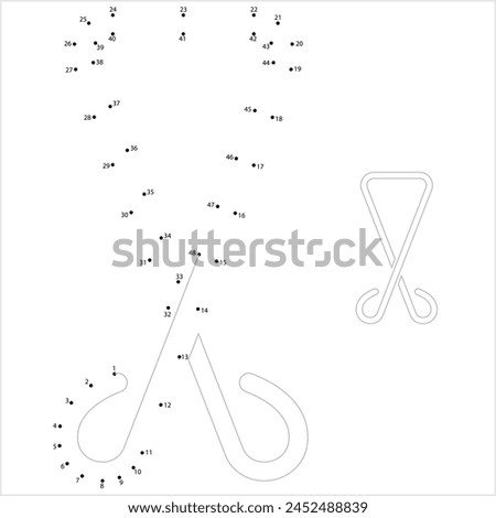Paper Clip Connect The Dots, Paperclip Used To Hold Sheets Of Paper Together Vector Art Illustration, Puzzle Game Containing A Sequence Of Numbered Dots