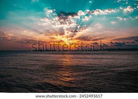 Cloudy Sunset Over Sea at Istanbul, Turkey.