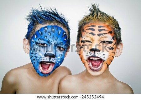 Children painted Royalty-Free Stock Photo #245252494