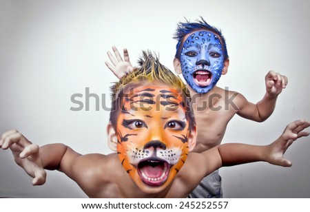 Children painted Royalty-Free Stock Photo #245252557