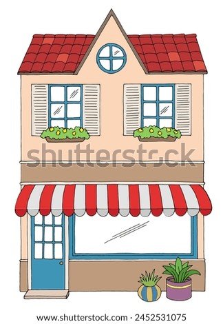 Shop exterior store graphic color isolated sketch vertical illustration vector 