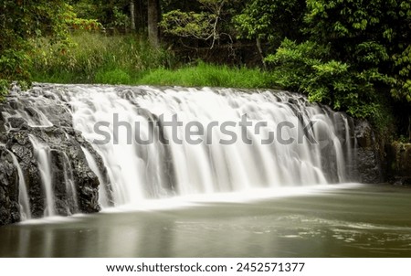 Malanda falls waterfall flowing into the town recreational swimming hole in the town of Malanda on the North Johnstone River on the Atherton Tableland in tropical Queensland, Australia, Royalty-Free Stock Photo #2452571377
