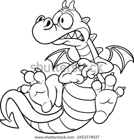 Cartoon scared blue dragon. Vector clip art illustration with simple gradients. All in a single layer