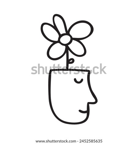 Positive thinking. Mental health concept. Isolated outline icon. Illustration on white background.
