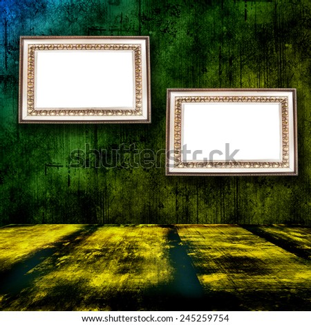 Empty wooden frame on the wall 