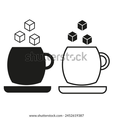 Creative coffee mugs and sugar cubes. Geometric concept icons. Simplistic beverage design. Vector illustration. EPS 10. Royalty-Free Stock Photo #2452619387