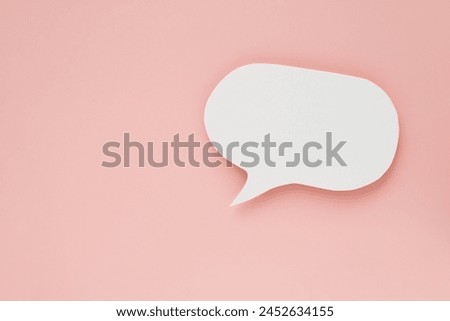 Conceptual image about communication and social media, customer feedback, real blank white speech bubble paper cut on grunge blue color background