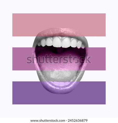 Open Mouth In ColorsCreative Art Collage Popular Pop Style Icon Poster Post Card Modern Texture Background Copy Space 