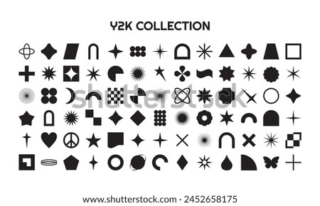 Y2K vector big collection. Retro abstract templates for your design. Geometric 2000s elements