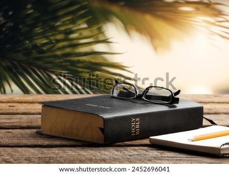 Holly Bible book on sandy beach