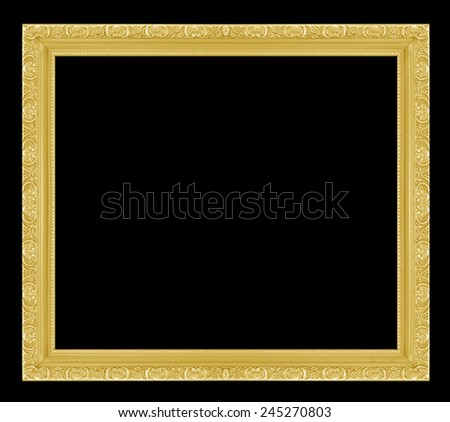 Gold picture Frame Isolated on black  Background