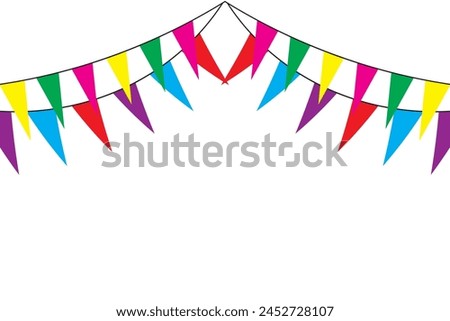 Colorful birthday, celebration, anniversary, festival background design with flag. Colorful Party Flags design. Triangle flag on white background. Vector illustration