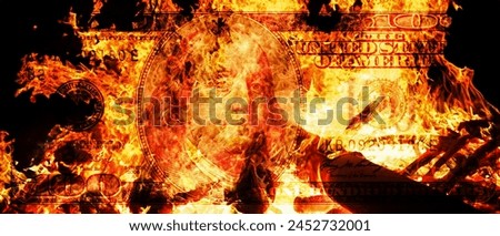 100  US dollar banknote in flame for design purpose