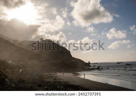 Benijo small village on a rocky  coast in anaga mountains on tenerife, a paradise for surfers on the black beach Royalty-Free Stock Photo #2452737391