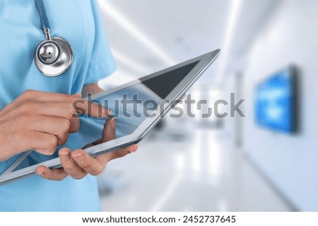 Healthcare concept, doctor with digital tablet