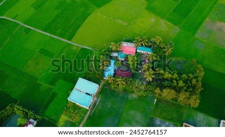 Aerial drone bird eye view of Narayanganj, Dhaka, Bangladesh. beautiful Bangladesh. Beautiful aerial view landscape with village house, green nature, village view. drone landscape photography.