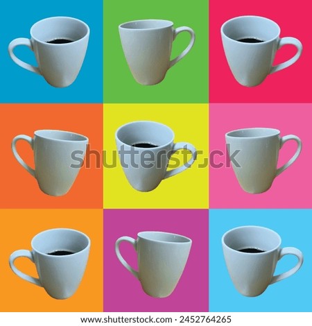 Coffee cup on a bright background  in various ways  On different colors will make you feel fresh every day. Royalty-Free Stock Photo #2452764265