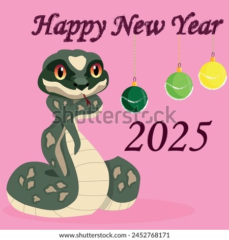 Vector image of the symbol of 2025. The new year is 2025 according to the Chinese calendar. Cute vector snake.