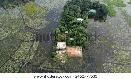Aerial drone bird eye view of Gazipur, Dhaka, Bangladesh. beautiful Bangladesh. Beautiful aerial view landscape with green nature, river, village house, village view. drone landscape photography.