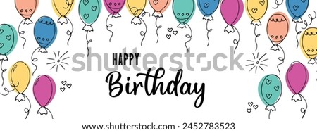 Birthday banner. Frame with hand-drawn balls. Design for holiday card and birthday invitation. Vector.