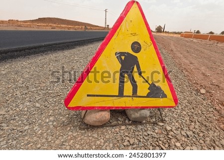 Triangle Construction Sign, Red and Yellow Construction Road Sign