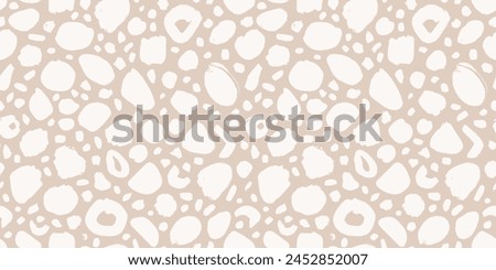 Vector brush stroke pattern. Abstract organic Scandinavian hand-drawn feminine seamless pattern. Artistic pebble terrazzo repeated print in neutral beige colors. Trendy stylish Nordic surface design