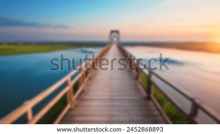 Sunset on the bridge blurred abstract background