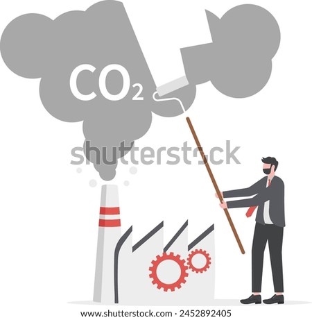 Flat Vector Conceptual Illustration of Reducing Carbon Emissions, Carbon Dioxide Emissions Decrease


