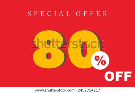 80% off discount creative vector banner illustration, sale special offer 80% off, 80% off discount creative vector