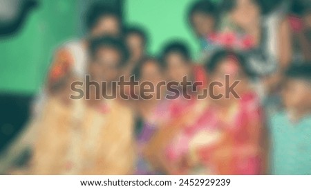 Wedding party group photo. Blurred image Royalty-Free Stock Photo #2452929239