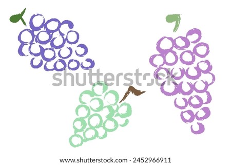 Clip art set of colorful grapes drawn by brush