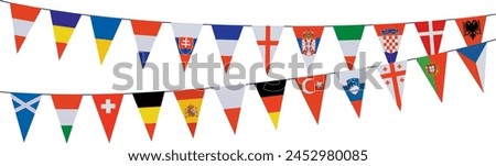 Garlands with pennants in the colors of the participating teams	 Royalty-Free Stock Photo #2452980085