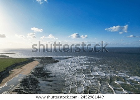 High Angle View of Botany Bay Beach and Sea View During Sunset at Broadstairs Kent, England UK. April 21st, 2024 Royalty-Free Stock Photo #2452981449