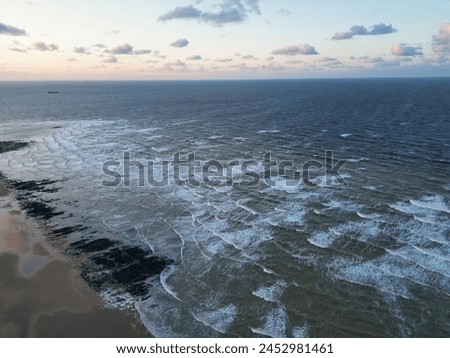 High Angle View of Botany Bay Beach and Sea View During Sunset at Broadstairs Kent, England UK. April 21st, 2024 Royalty-Free Stock Photo #2452981461