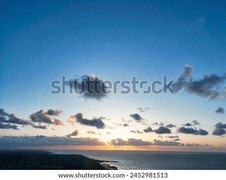 High Angle View of Botany Bay Beach and Sea View During Sunset at Broadstairs Kent, England UK. April 21st, 2024 Royalty-Free Stock Photo #2452981513
