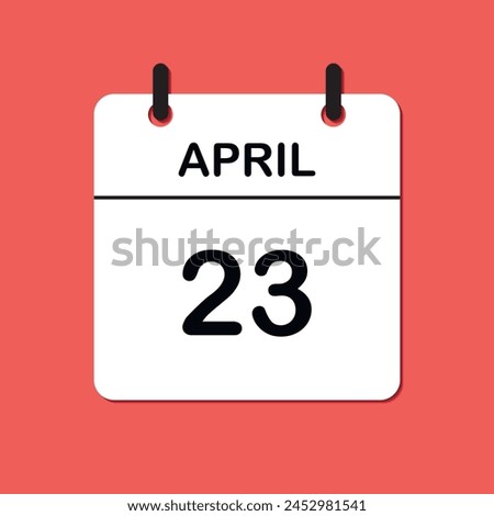 April 23. Daily Calendar icon for design. Simple design for business brochure, flyer, print media, advertisement. Easily editable.